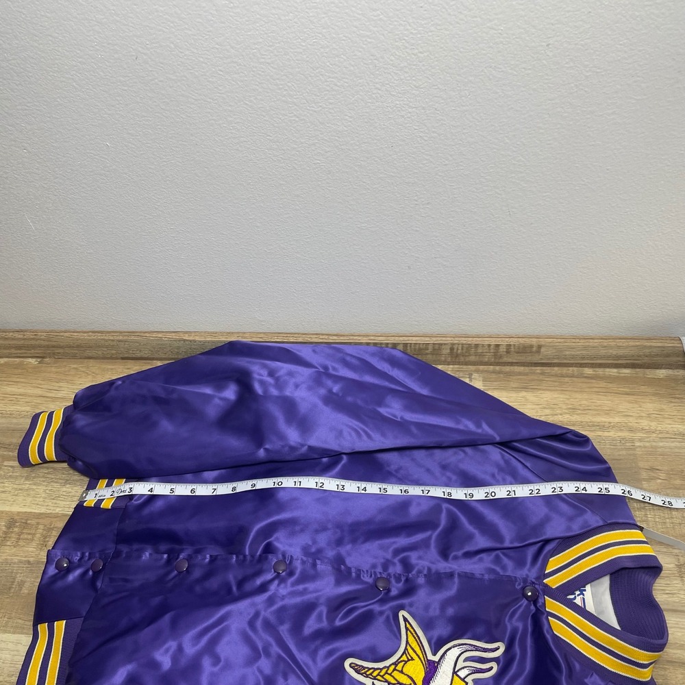 Vintage Chalk Line Minnesota Vikings NFL Satin Bomber Jacket Mens‎ Large Purple - Picture 7 of 7